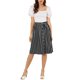 thumbnail image 2 of INSPIRE CHIC Falda de Mujer a Rayas con Cintura Alta Elástica y Botones al Frente, Falda Midi en Línea A XS Negro, 2 of 8
