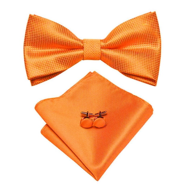 Corbatin Seda Hombre Paño y colleras Set humita regalo formal Pajarita naranja Talla Única