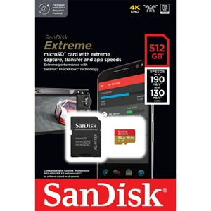 Tarjeta Microsd 512Gb Sandisk Extreme Uhs-I U3 A2 Adaptador
