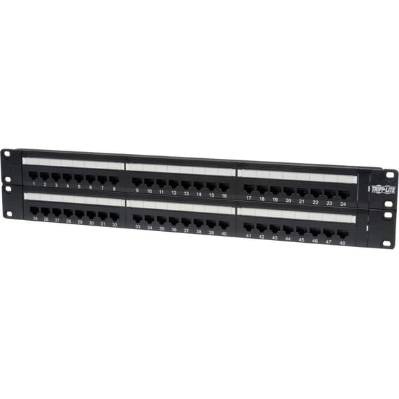Panel de parcheo Tripp Lite de 48 puertos, 2U para rack, Cat6 110, negro