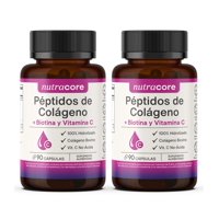 Péptidos De Colágeno Hidrolizado + Biotina Y Vitamina C No-Ácida - Pack 2X90 Cápsulas | Nutracore
