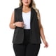 thumbnail image 1 of Agnes Orinda Blazer a Rayas sin Mangas con Cuello en V para Mujer de Talla Grande, Botones Abajo, Traje Casual de Negocios con Bolsillo 1X Negro, 1 of 5