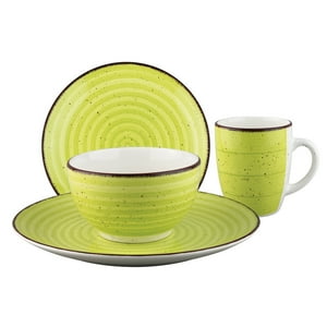 Juego De Vajilla Cerámica 16 Piezas Verde Fantuzzi