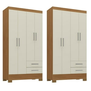 Movelaria - Combo 2 Clóset 4 Puertas 2 Cajones 180X90X35 Cm Off White R42X2