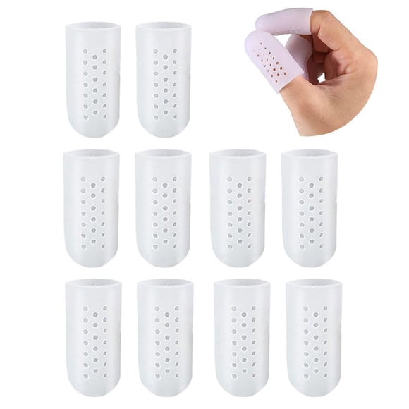 Protectores de dedos Booge - Pack de 10, silicona blanca con orificios de ventilación
