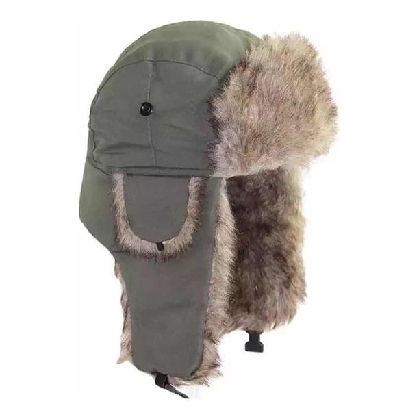 Gorro Ruso Unisex Aviador Invierno Protector Clima Frio Verde Musgo Estándar