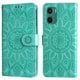 thumbnail image 1 of Funda tipo cartera FOXDOCK para Motorola Moto E15 , diseño girasol en relieve, cuero PU, cierre magnético, soporte y tarjetero, 1 of 5