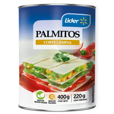 Palmitos Corte Lámina Drenado 220 G - Neto 400 G Lider