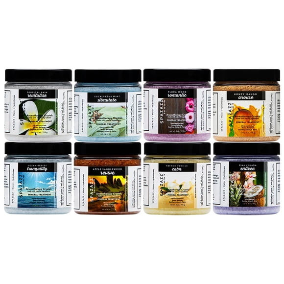 Paquete de 8 sales de baño con ingredientes botánicos, 120 ml - Spazzz