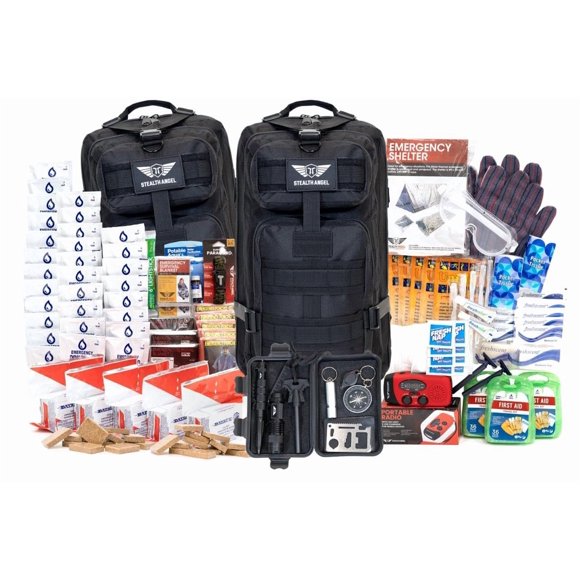 Kit de Supervivencia Stealth Angel para 5 Personas, 72 Horas, Negro