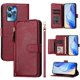 thumbnail image 2 of Funda tipo cartera para Oukitel C32 con bolsillo con cremallera, tarjetero, soporte, correa para la muñeca y tapa de cuero Rojo, 2 of 5