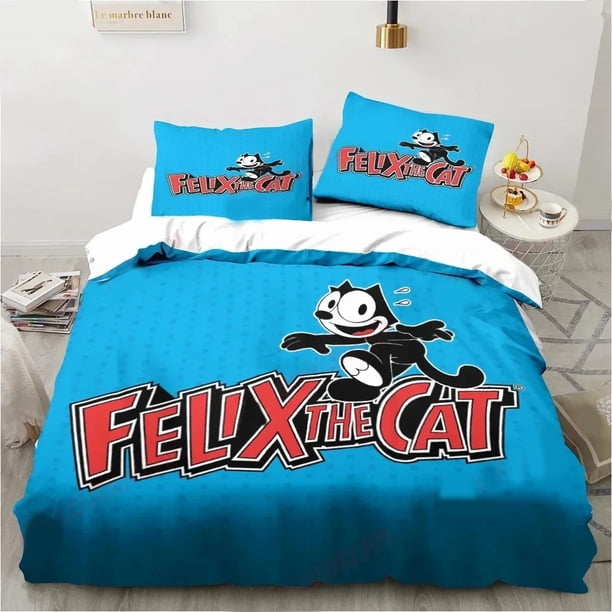 Cute F-Felix CatBedding Set,Duvet Cover Comforter Bed Set Quilt Cover Pillowcase, Size Boys Girls Adults Bed Sheets