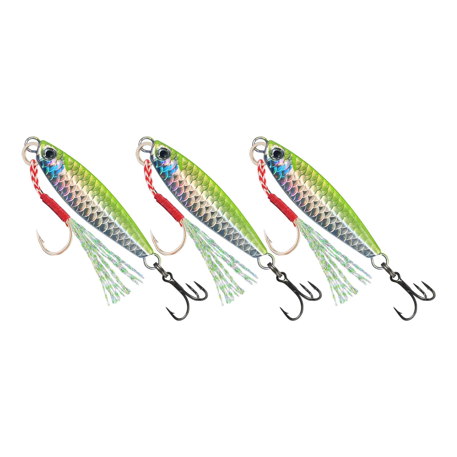 Magideal - 3x Señuelos De Pesca, Señuelos Jigging, Señuelos Duros De Agua Dulce, Señuelo De Hundimiento Simulado, Aparejos De Pesca, Cebos De Pesca, Plantillas Verde