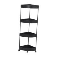 Bothyi - Estante De Esquina De Piso Gran Capacidad Multipropósito Para Soporte De Almacenamiento De Espacio Pequeño De 4 Niveles Negros