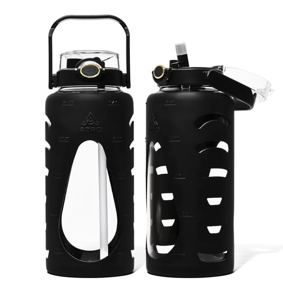 Botella De Agua De Vidrio De Borosilicato De 1 9 L Con Funda De Silicona