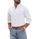 thumbnail image 4 of INSPIRE CHIC Conjunto Camisa de Hombre con Cuello Mao, Mangas Largas, Botones, Color Sólido, Lino, Camisa de Negocios, XL Blanco, 4 of 6