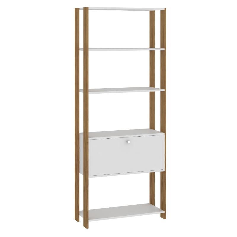 Mobilfrank - Estante Lv05 De 1 Cajon Blanco - Nogal