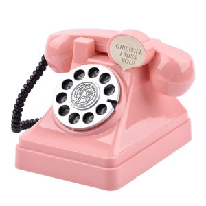 Magideal - Teléfono Retro Hucha Teléfono Caja De Ahorro De Dinero Escultura Decoración De Mesa Dial Teléfono Tarro De Ahorro De Dinero Para Dormitorio Estante De Rosa