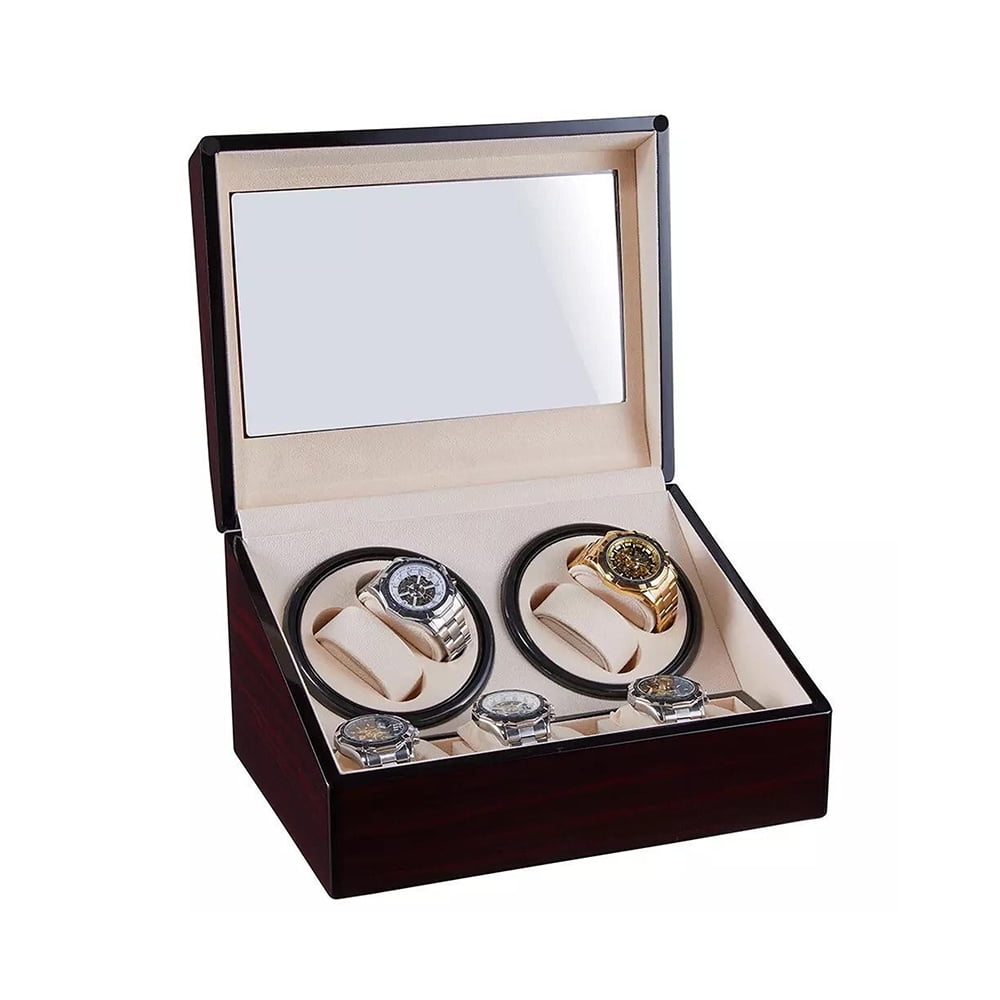 Mundo Online - Caja Para 4 Relojes Automaticos Elegante + 6 Compartimientos