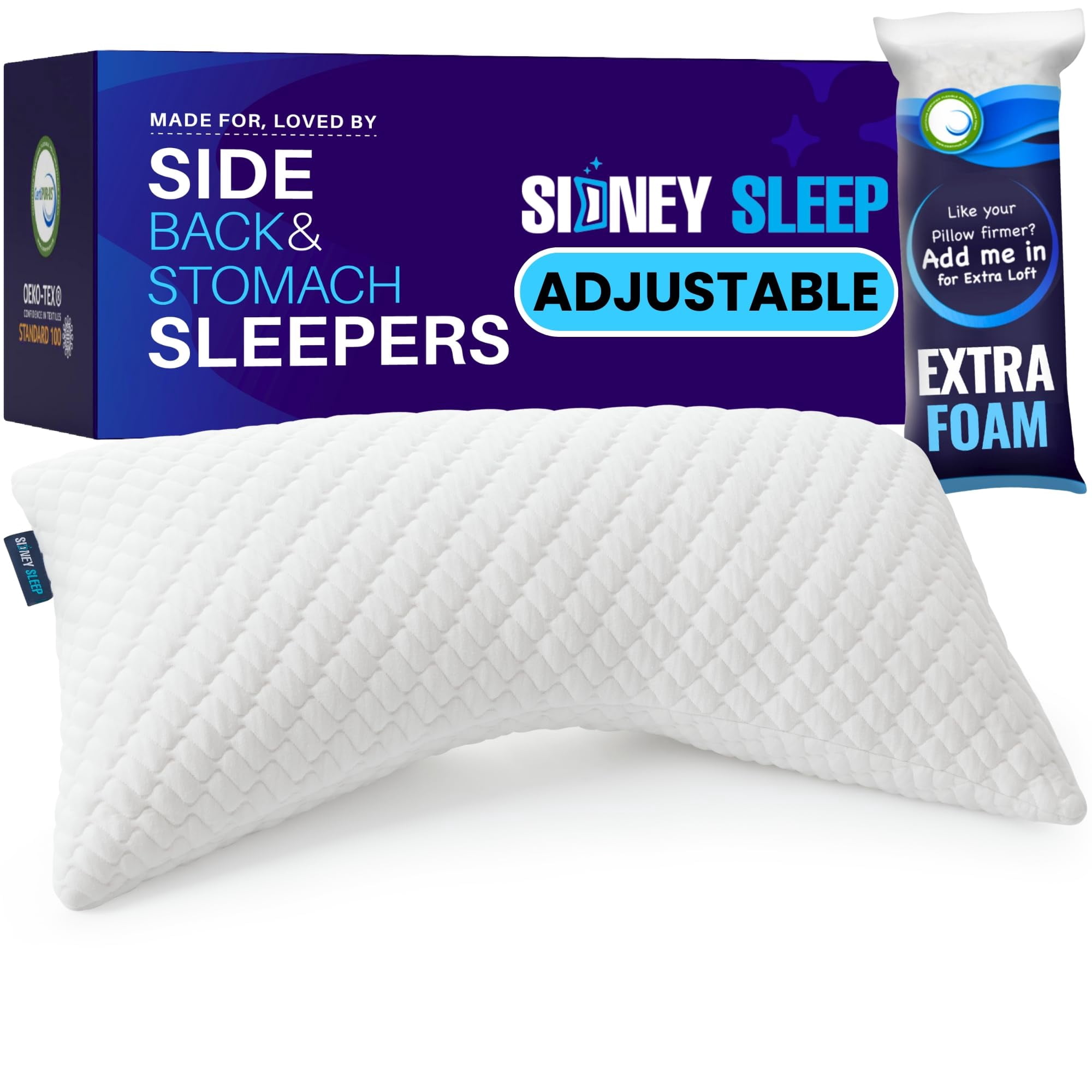 Almohada Sidney Sleep De Espuma Viscoelástica Con Relleno Ajustable King
