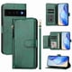 thumbnail image 1 of Funda tipo cartera para Google Pixel 6 Pro con bolsillo con cremallera, tarjetero, soporte, correa para la muñeca y tapa de cuero verde, 1 of 5