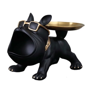 Bothyi - Estatua De Perro, Bandeja De Almacenamiento De Escultura Coleccionable, Bandeja De Almacenamiento De Escritorio, Estatua Negra