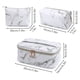 thumbnail image 5 of Bolsa de maquillaje de 3 piezas, neceser portátil, organizador de viaje, resistente al agua, para mujer, mármol, 5 of 8