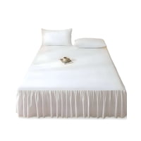Genérico - Faldon De Cama Para Base Con Volado 2 Plazas 150X200 Cm Blanco