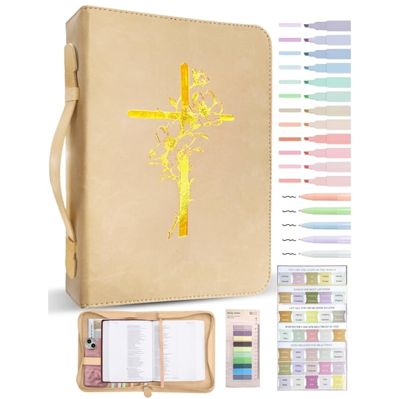 Funda para Biblia Loorow de cuero PU con cruz