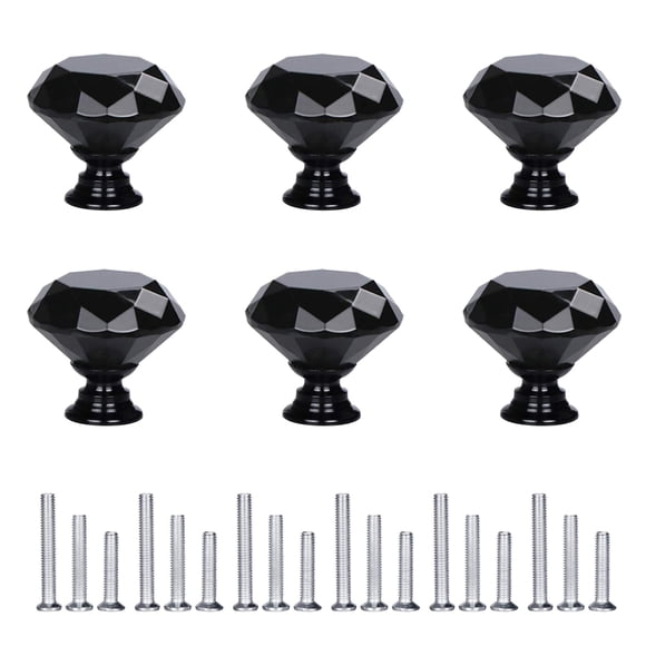 Tiradores para cajones D-BUY de cristal negro de 30 mm, paquete de 6