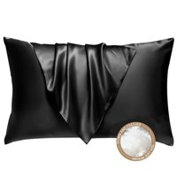 Almohada Bhz King Size De Plumas Y Plumón De Ganso Con Funda De Satén Negra