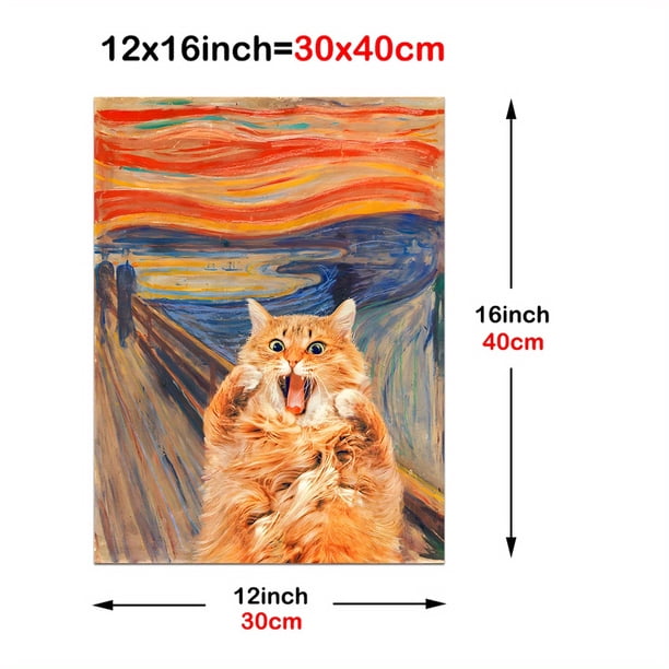 1pc Screaming Cat With Fluid Sky Canvas Painting Posters, Funny Animal No Frame Printed Wall Art Pictures, Home & Room Decoration