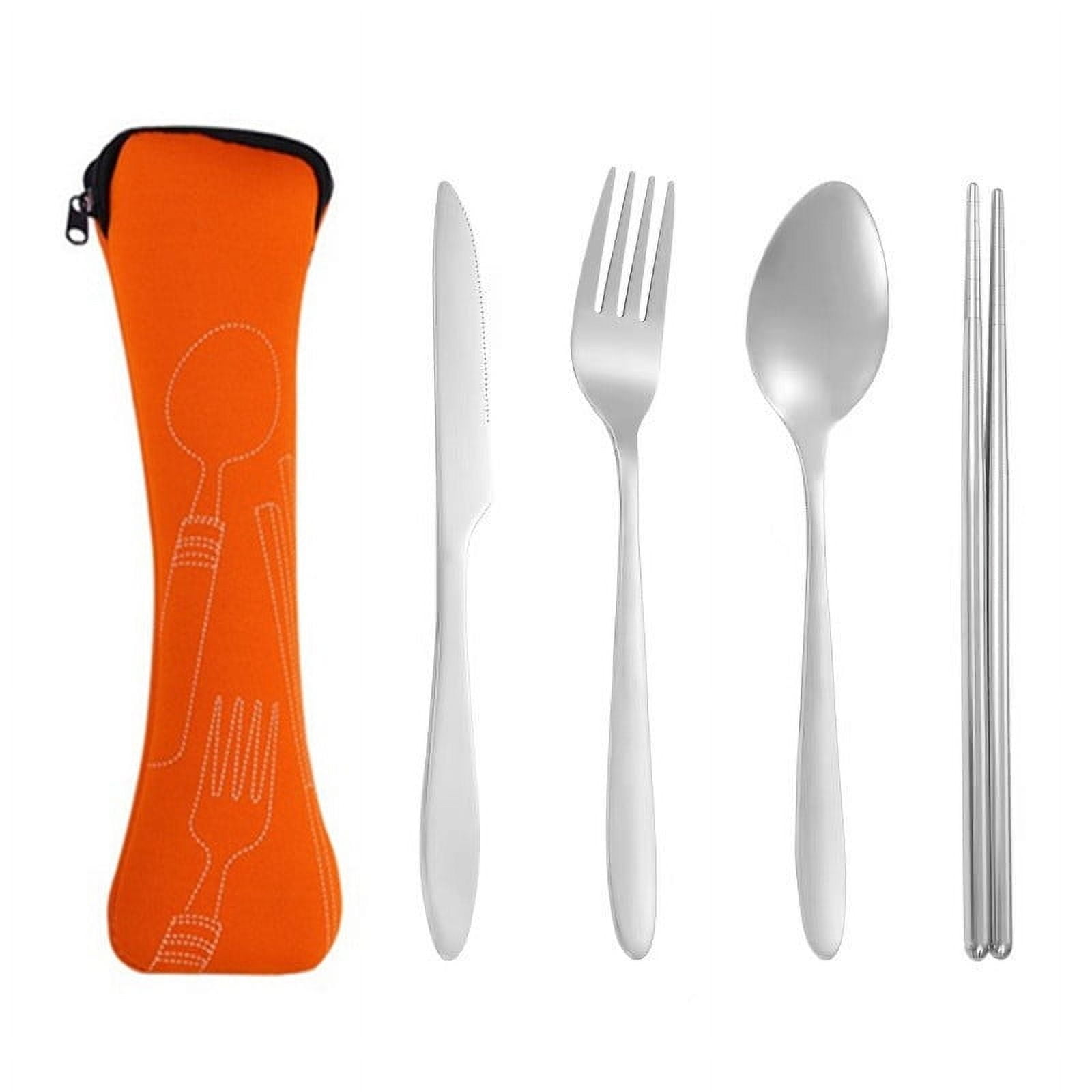 Xmhytop Juego De 4 Piezas Cubiertos De Cocina De Naranja Con Bolsa De Almacenamiento, Acero Inoxidable, Moderno Y Funcional
