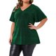 thumbnail image 4 of Agnes Orinda Blusas para Mujer Tallas Grandes Cuello en V Metálico Manga Corta Camiseta Tops de Fiesta 2X Verde, 4 of 6