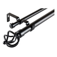 Metalhsa - Set Barras Para Cortina Doble 19/28 Mm Metal Color Negro X 2.00 Mt Terminal Bola Alambre