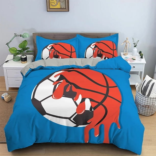 x2480 Bed SheetsNorthern Europe Basketball Bedding Sets Home Textile Ball Pattern Duvet Cover Pillowcase Bedclothes Twin Size 3-Piece Bedding Set (1 Duvet Cover + 2 Pillow Shams) nj2480