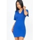 thumbnail image 1 of Saronite Vestido Mini Básico Ajustado de Manga Corta con Cuello en V, Color Azul Real (para Mujer), 1 of 2