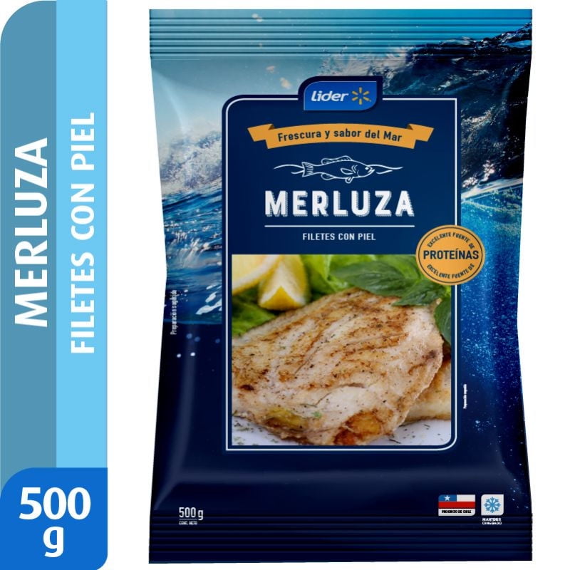 Merluza Filetes Con Piel 500 g Lider