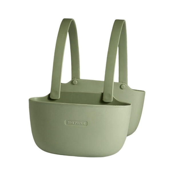 Rejilla para Desagüe para Fregadero, Rejilla para Desagüe para Esponja de jabón, con Orificio de Drenaje, Bolsa Colgante para desagüe del Fregadero, p doble capa verde