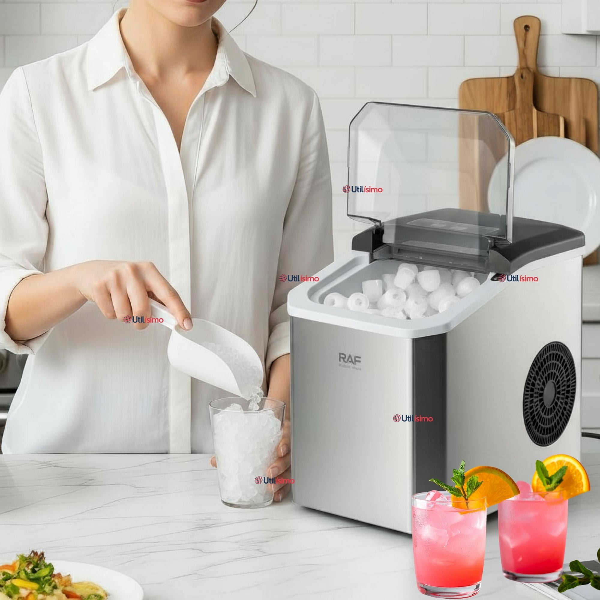 Raf - Maquina De Hielo Portátil Potente Hogar Premium