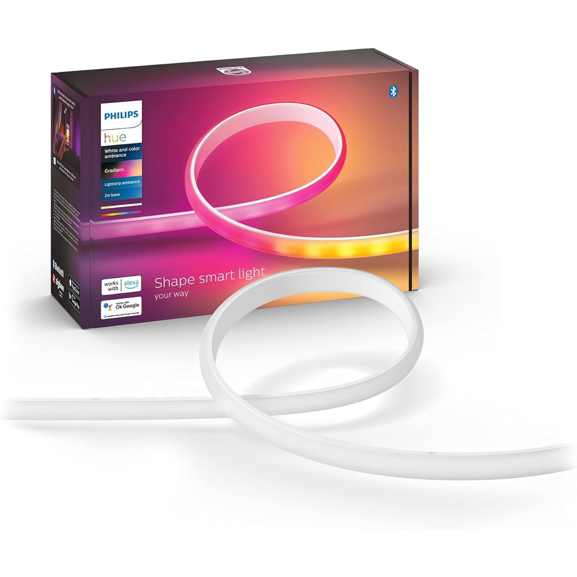 Phillips - Tira De Luz Led Inteligente Philips Hue De 6 Pies Con Enchufe, Paquete De 1