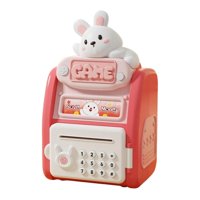 Fliperex - Alcancia Caja Fuerte Kawaii Clave Huella Digital Infantil Rosa