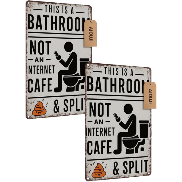 Letrero esto baño no cibercafé 20x30 cm divertido inodoro arte pared metal vintage estaño granja aseo hogar oficina 2 uds