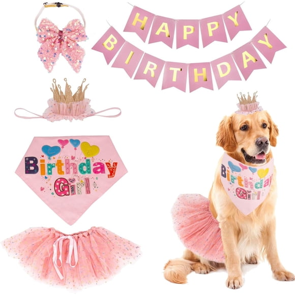 Set de cumpleaños para perro ADOGGYGO: bandana, tutú y sombrero