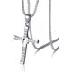 thumbnail image 1 of Collar grande de acero inoxidable con colgante de cruz de circonita cúbica, ideal como regalo para fanáticos de las películas., 1 of 7