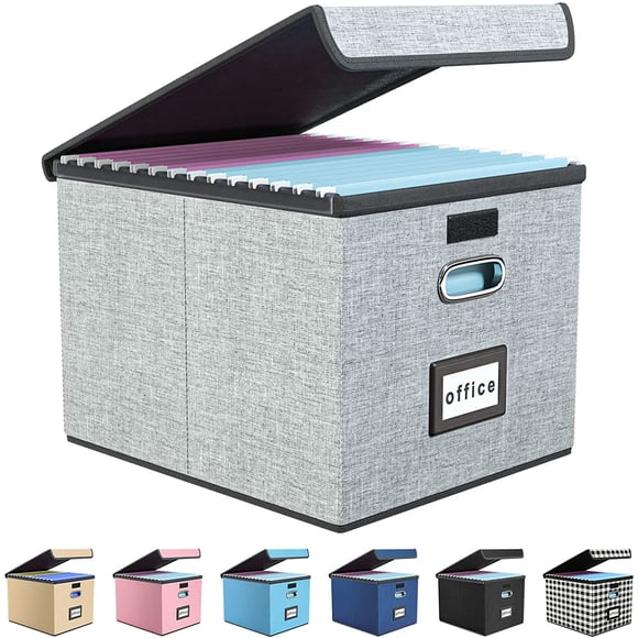 Caja organizadora de archivos Huolewa, portátil mejorada, con tapa