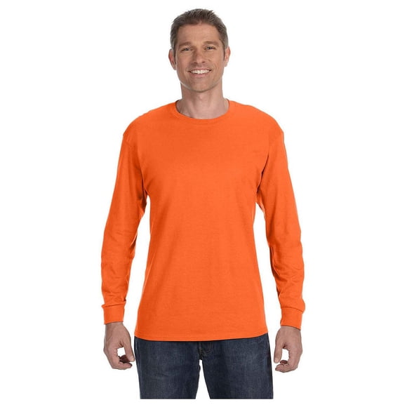 Camiseta Gildan para adulto, algodón pesado, manga larga, talla S, naranja
