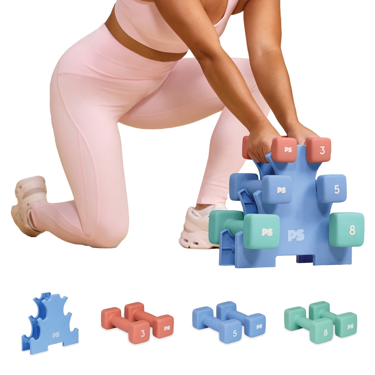 Set Mancuernas Popsugar 32lb Neoprene Rack 38lb