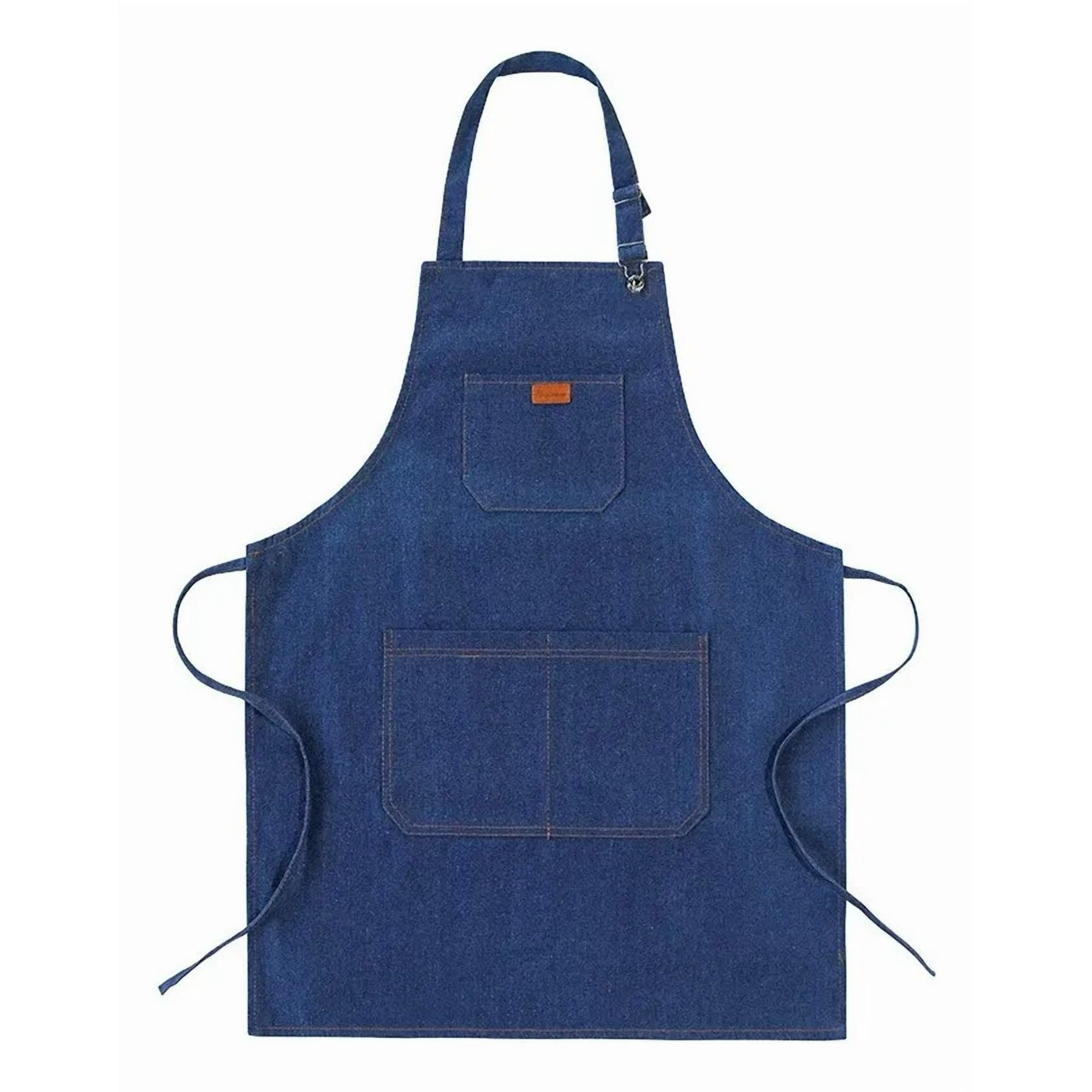 Linastore - Delantal De Garzon Mezclilla Jeans Para Cocina Bar Hogar Azul