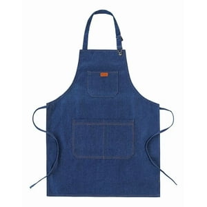 Linastore - Delantal De Garzon Mezclilla Jeans Para Cocina Bar Hogar Azul